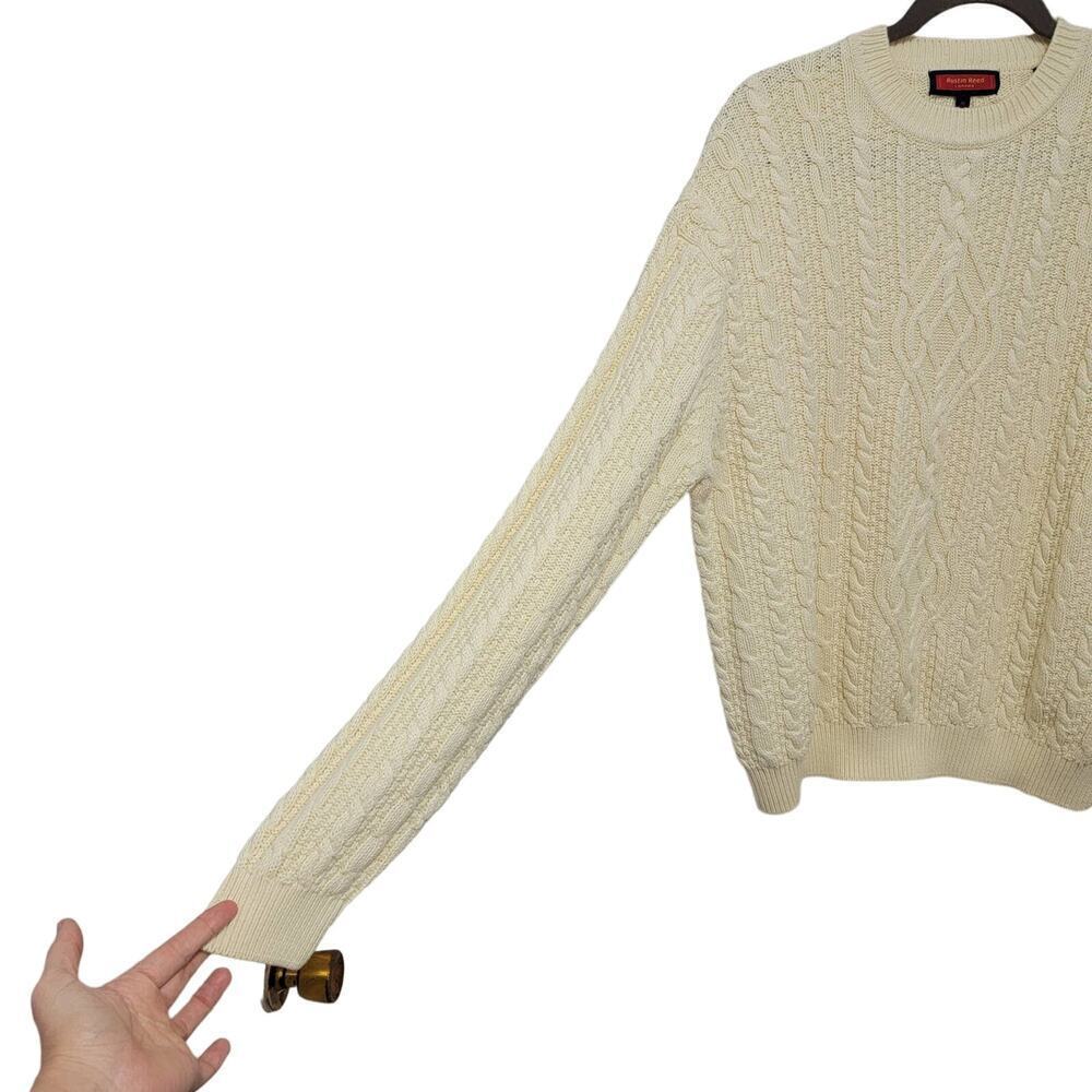 Austin Reed Cream Cable Knit Sweater Medium - Picture 4 of 8